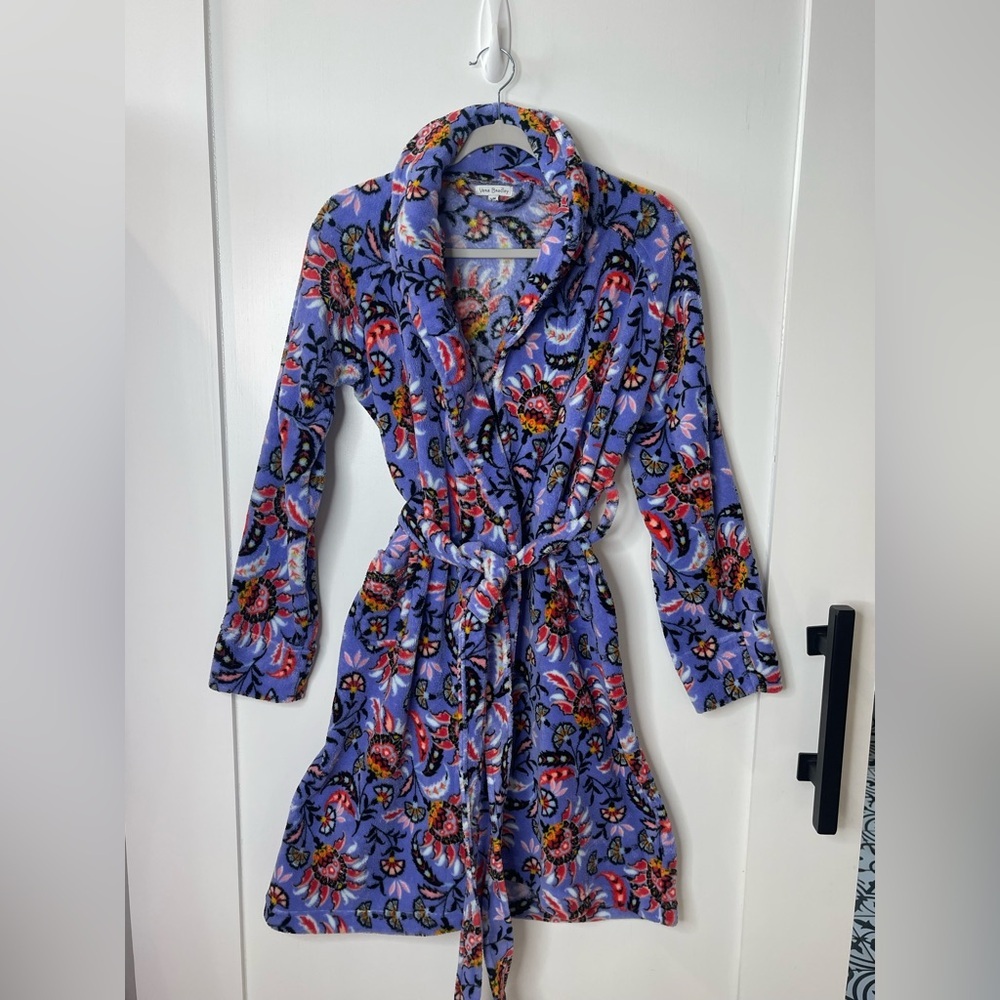 Vera Bradley‎ Purple Mural Garden Plush Fleece Robe Size S/M
